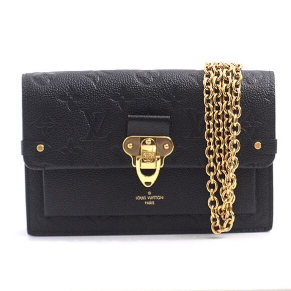 Louis Vuitton Empreinte Leather Monogram Portefeuille Vavin Chain Noir - Picture 1 of 9